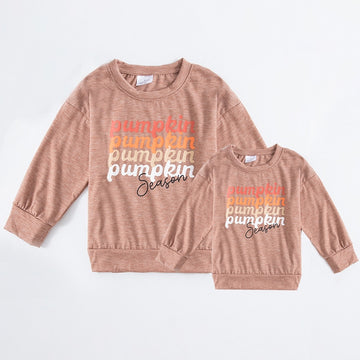 Thanksgiving Baby Girls Mommy &Me Leopard Pumpkin Pie Thankful Boutique Top T-shirts Kids Clothing Sweatshirts